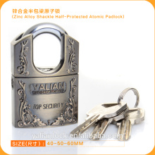 Europe Market Good Quality Zinc Alloy Shackle Half Protected Atomic Key Padlock